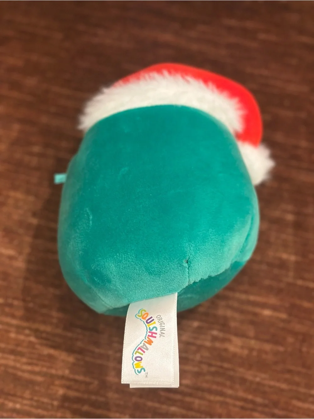 Squishmallows Green Holiday Plush with Red Santa Hat